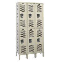 Hallowell U3258-2HV-A-HG Heavy-Duty Ventilated (HDV) Locker, 36" Width x 15" Depth x 78" Height, Double Tier, 3-Wide, Assembled, 725 Gray