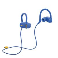 JAM Live Fast Workout Earphones  30 ft. Bluetooth Range, IP67 Sweat Resistant Earbuds 3 Sizes Included, 12 Hour Battery Life, Hands-Free Calling Blue HX-EP404BL