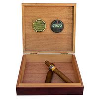 CASE ELEGANCE Digital Hygrometer with Cherry Finish Spanish Cedar Humidor and Embedded Magnetic Seal