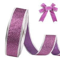 Da.Wa Wired Glitter Ribbon for Party/Bows/Gift Wrapping/Christmas,2"x78"Blue/Red/Gold/Purple