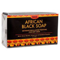 African Black Soap 7oz for Acne, Eczema, Dry Skin, Psoriasis, Scar Removal, Face & Body Wash - Shea Butter, Charcoal, Bamboo Powder