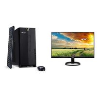 Acer Aspire TC-885-UA91 Desktop, 9th Gen Intel Core i3-9100, 8GB DDR4, 512GB SSD, 8X DVD, 802.11AC WiFi, USB 3.1 Type C & R240HY bidx 23.8-Inch IPS HDMI DVI VGA (1920 x 1080) Widescreen Monitor