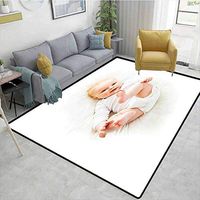 Baby Polka Dot Anti-Skid Rugs, Beautiful Baby with Her Feet Up Cauc Infant Lying Down Adorable Photo Joyful Smile, Durable Carpet Area rug - Living Dinning Room Bedroom Rugs and Carpets(8'x 10')