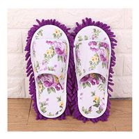 Chenille Floor Dust Mop Shoes Mopping Slippers Removable Cleaning Tool Rose (B)