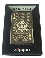 Zippo Custom Lighter - Ace of Spades Laser Engraved Black Ice