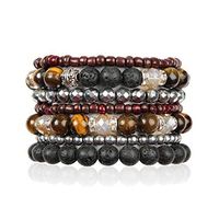 Bohemian Lava Stone Essential Oil Diffuser Multi Strand Layer Bracelet - Healing Aroma Therapy Beaded Natural Volcano Rock Stretch Bangles Lotus, Hematite ([S-M] 7 Layer Mix - Tiger's Eye)