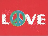Michael's Set of 8 Blank Notecards ~ Love with Peace Symbol (3.75" x 5"; White Envelopes)