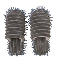Frjjthchy Detachable Chenille Mop Slippers Microfiber Floor Cleaning Dusting Slippers for Bathroom Kitchen Cleaning (Women 9-11.5/ Men 8-9.5, Grey)