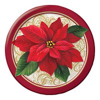 Creative Converting 25 Count Sturdy Style Round Paper Plates, 8.75", Poinsettia Lace