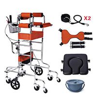 Double Armpit Support Walking Frame with Handbrake Brake and Height Width Adjustment, Walker with 8 Round Wheels for Lower Limb Rehabilitation Training