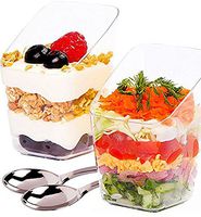 Mini Dessert Cups with Spoons - 3 Ounce, 20 Count - Premium Clear Plastic | Disposable Appetizer Bowls | Perfect for Weddings & Parties (20)