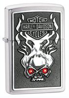 Zippo H-D Skull Red Crystal Emblem Pocket Lighter