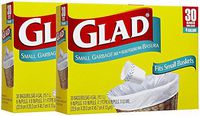 Glad Garbage Small, White, 30 ct, 4 gallons, 2pk