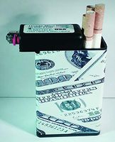Cigarette Case Money Dollar Cash with Built on Lighter Holder Box