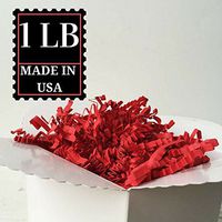 Crinkle Cut Paper Shred Filler for Packing and Filling Gift Baskets, Natural Craft Bedding in Brown Kraft Red Pink and White … (1 LB, RED)