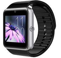 Qiufeng GT08 Smart Watch Smartwatch Bluetooth Touchscreen Sweatproof Phone with Camera TF/SIM Card Slot for Android and iPhone Smartphones for Kids Girls Boys Men Women(Silver)
