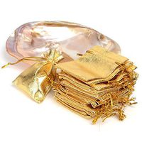 YUKUNTANG 100 Pcs Gold Drawstring Organza Bags Party Wedding Favor Gift Jewelry Bags 3.5x4.7 Inch Drawstring Pouches