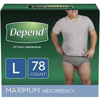 Depend FIT-FLEX Incontinence Underwear for Men, Maximum Absorbency, Disposable, L, Grey, 78 Count