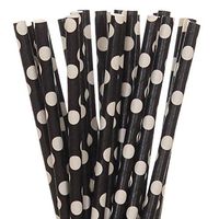 Black with White Polka Dot Paper Straws (25)