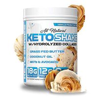 VMI Sports Keto Shake Collagen + MCTs Protein Powder – All Natural Grass-Fed Butter Keto Meal Replacement Shake with Hydrolyzed Bovine Collagen Protein, Vanilla Peanut Butter, 24.3 Ounce Container