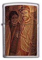 Zippo Customized Engraved Lighter - Personalized Custom Double Sided Photo Laser Engraving Woodchuck USA Cedar on Brush Chrome Great Gift for Weddings, Groomsman, (Double Sided Photo)