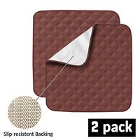 Non-Slip Absorbent Washable Incontinence Pad underpad Seat 4-Layer Design Chair Absorbent Pads Protection - for Seniors, Adult, Children, or Pet Underpad Protection - Set of 2 (Coffee)