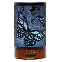 Ultrasonic Cool Mist Diffuser Atomiser 100ml Metal Aroma Essential Oil Humidifier with Waterless Auto Shut-Off Protection,7 Colors Changed LED for Home Office SPA (Butterfly)