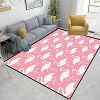 Bigdatastore Flamingo Non Slip Area Rug Girls Bedroom, Exotic Flamingo Pattern Silhouette in Monochrome Modern Style Artwork Print, Fashionable High Class Living Bedroom Rugs(2.5'x 9')