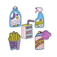 Clest F&H 5pcs/set Creative Fun Laundry Detergent Bottle Detergent Spray bottle French Fries Cartoon Brooch Pins Set