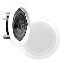 6.5" Ceiling Wall Mount Speakers - Pair of 2-Way Midbass Woofer Speaker 1/2'' Polymer Dome Tweeter Flush Design w/ 70Hz-20kHz Frequency Response & 200 Watts Peak Easy Installation - Pyle PDIC61RD