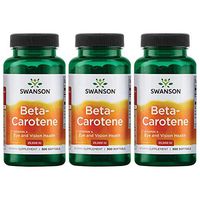 Swanson Beta-Carotene Vitamin A 25000 IU Skin Eye Immune System Health Antioxidant Support 7500 mcg 300 Softgels Count (3 Pack)