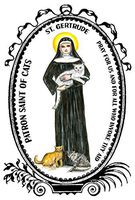 St Gertrude Patron of Cats 4"x6" Set of 6 Linen Postcards