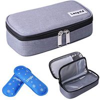 JAKAGO Insulin Cooler Case Travel Diabetic Organizer Medical Cooler Bag with 2 Ice Pack for Insulin Pens, Glucose Meter, Diabetic Testing Kit (Gray)