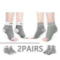 AVIDDA Ankle Brace for Men Women 2 Pairs Plantar Fasciitis Socks with Arch Support Compression Foot Sleeve for Achilles Tendon Support Sprained Ankle Swelling Flat Feet Gray & White X-Large