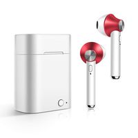 Wireless Bluetooth Earbuds Mini Stereo Rechargeable in-Ear Earphone with Charging Case Built-in Mic Noise Canceling Sweatproof Headphone (Red)