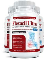 Flexacil Ultra - Maximum Strength Joint Pain Relief Supplement (3 Bottles) | Glucosamine, Chondroitin, Hyaluronic Acid & MSM | Anti-Inflammatory for Healthy Hand, Back and Knee Function | 60 Caps Each