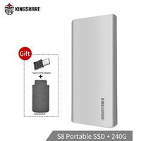 KINGSHARE S8 SSD 240GB USB3.0 Type C External Solid State Drive Portable SSD with UASP Support-Silver ...