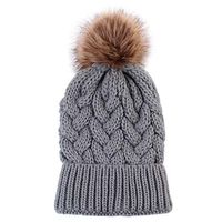 Theoylos Womens Winter Hat Slouchy Warm Beanie Hats Ladies Faux Fur Pompom Chunky Baggy Ski Cap with Fleece Lined Gray