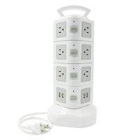 ETL UL1363 Certification Tower Power Strip Surge Protector White 14 AC Outlet and 4 USB Charging Station 110V Tower Station with 6.5 feet 14AWG Power Cord
