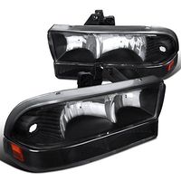 4PC 98-04 CHEVY S10 BLAZER EURO BLACK HEADLIGHTS LAMPS+BUMPER SIGNAL LIGHTS