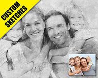 Gift Family Portrait Affordable Custom Pencil Drawn Original Artistic Portrait 8x12in Personalized with Text