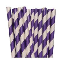 Violet Striped Paper Straws- For Weddings Birthday Parties Baby Showers Bridal DIY Vintage Themes (50 Count)