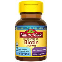 Nature Made Biotin 2500 mcg Softgels 90 Ct, Support Healthy Hair, Skin, Nails† (Packaging May Vary)