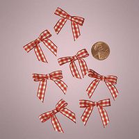 Mini Red and White Gingham Checkered Bows (50)