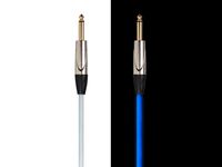 Monoprice GLOW 1/4-Inch TS Male Guitar/Instrument Cable - 35 Feet - Blue | 21AWG, UV Activated - Stage Right Series