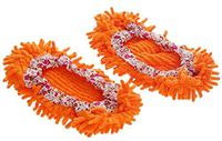 Black Temptation Chenille Mop Slippers Mops Shoes Detachable Clean Shoe Cover [Orange]