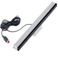 Mini Butterball Wired Infrared Sensor Bar for Wii Works with Nintendo Wii / Wii U Console Black & Silver