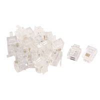 uxcell 20pcs Clear Housing RJ11 6P4C Modular Telephone Cable Line Adapter Connector