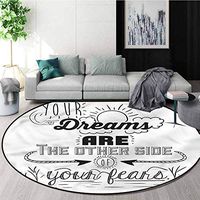 RUGSMAT Quotes Modern Flannel Microfiber Non-Slip Machine Round Area Rug,Optimistic Winner Slogan Door Mat Indoors Bathroom Mats Non Slip Diameter-39