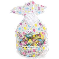 Party Central Club Pack of 12 White and Pink Decorative Easter Cello Egg Basket Bags 11”